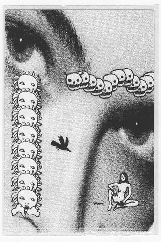 Illustration & photographic collage printed onto a thermal label